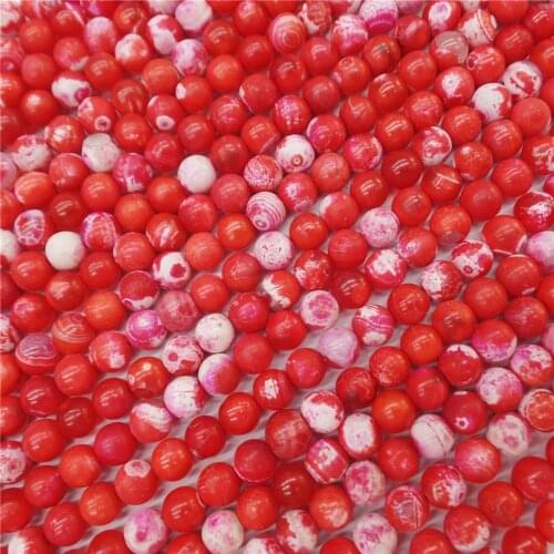 2 Strands 7mm Red Dream Agate Ball Loose Beads DIY Jeawelry Making 15.5Inch M504