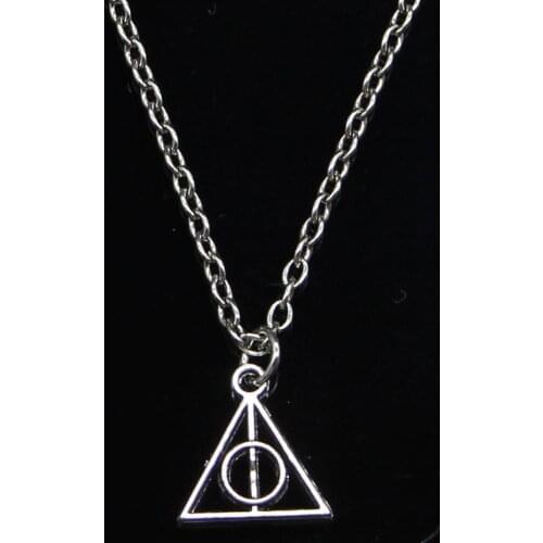 20pcs New Fashion Necklace 13x12mm deathly hallows Pendants Short Long Women Men Colar Gift Jewelry Choker