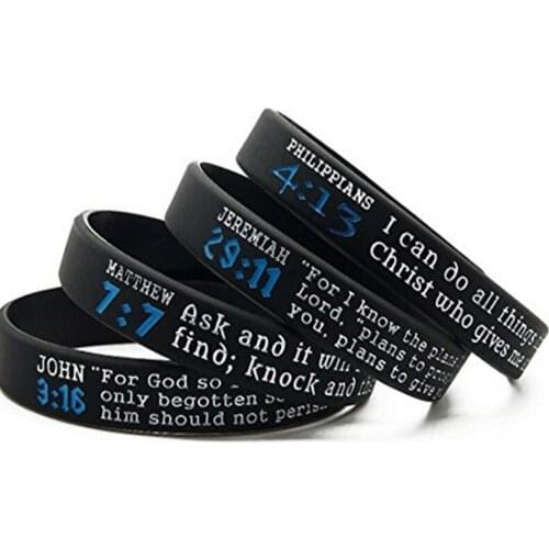 300PCS JESUS Bible Scriptures Christian Religious Philippians JEREMIAH MATTHEW JOHN sport silicone RUBBER bracelet wristband