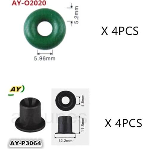 4Sets Fuel Injector Plastic Pintle Caps Rubber Orings For Audi Ford Car Accessories Injection Repair Kits (AY-P3064 AY-O2020)