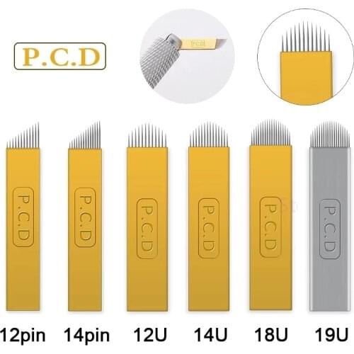 50/100/500 pcs Hard Pcd Permanent Makeup Manual Eyebrow Tattoo Needles Blade For 3D Embroidery Microblading Tattoo Pen Machine