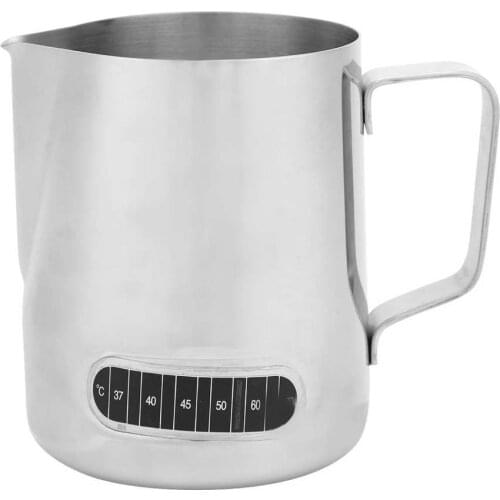600ML Milk Pitcher Coffee Frothing Cup Espresso Milk Tea Latte Jug Coffee Mug with Temperature Display Sticker