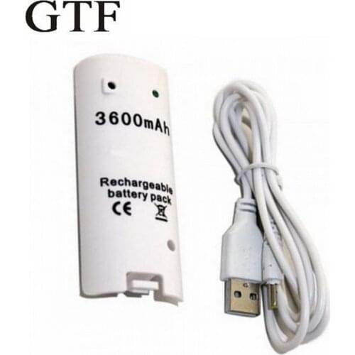 GTF 3600mAh Rechargeable Game Battery with Charging Cable for Nintendo Wii Remote Controller game machine battery
