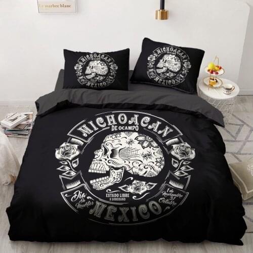 American Duvet Cover Set Bedding Sets Comforter Case and Pillowcase Full Twin Single Double Size 3D Skull Bedclothes