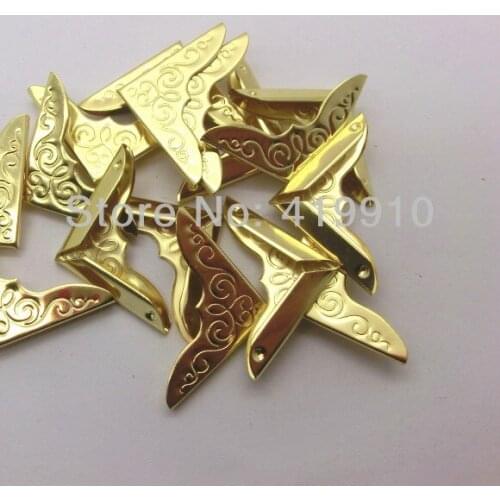 Free Shipping-500PCs Gold Plated Book Scrapbooking Albums Menus Folders Corner Protectors (Fits 3mm thick) 32x23mm J1706*5