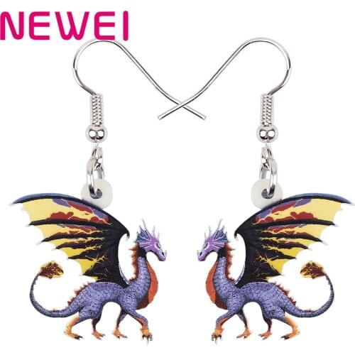 Bonsny Acrylic Cute Dragon Dinosaur Stretching Wings Earrings Drop Dangle Fashion Charm Gifts Party Jewelry For Women Girl Charm