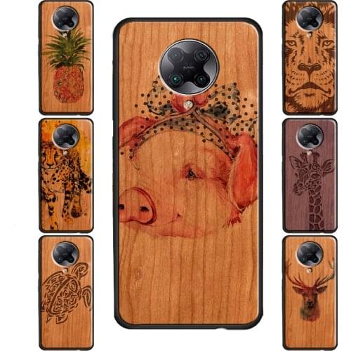 Deer Lion Elephant Wood Animal Case For Xiaomi Mi 11 Ultra A3 9 9T 10T Pro Mi Note 10 Lite Case For POCO X3 Pro F2 F3 M3
