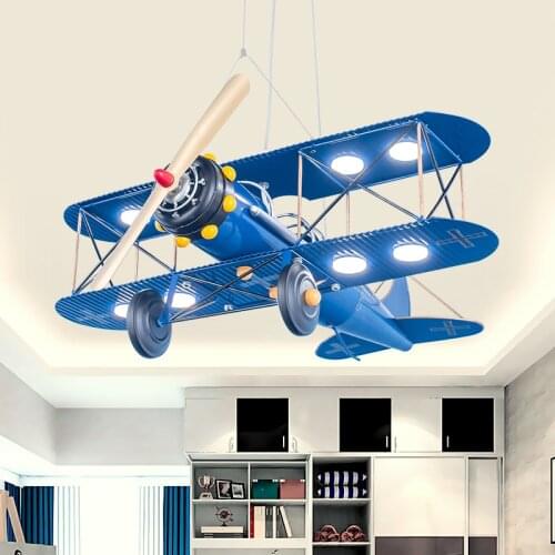 Qiseyuncai Children 's room LED eye plane chandelier boy bedroom cartoon creative personality American retro lighting