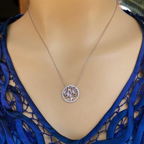 Tree of Life 925 Sterling Silver Necklace Women Girls Gift Jewelry Accessories Fashion Handmade Elegant Chain