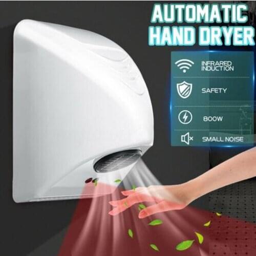 Electric Hand Dryer 800W High Speed Automatic Induction Hand Dryer Hotel Bathroom Hand Dryer Household Equipment Mini Blow Dryer