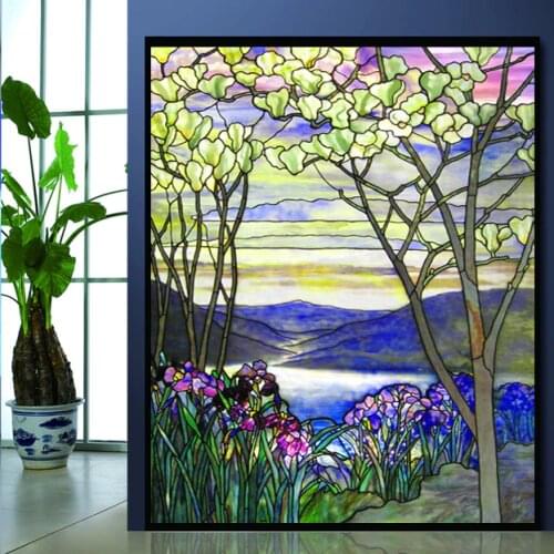 European church mosaic art glass film stained window opaque sticker self adhesive/static cling decor privacy do custom size fl02