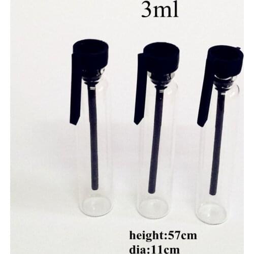100pcs/lot 3ml Perfume Glass Bottle 3cc Sample Vials Test Bottle with Black Stopper Fragrance Essential Oil Cosmetic Packaging