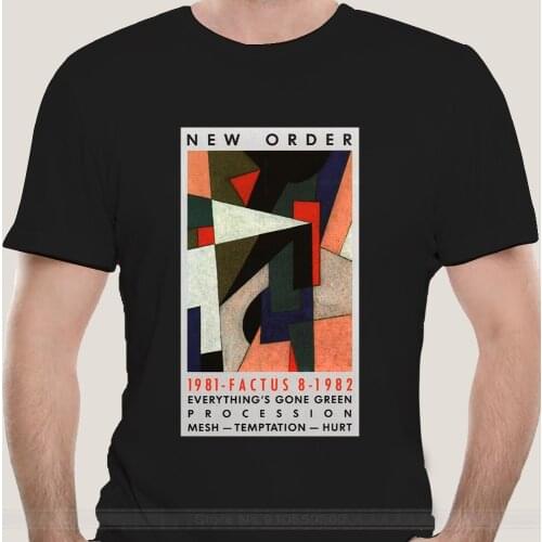 Fashion t-shirt men cotton brand teeshirt New Order Factus 8 Design Joy Division Mens T-Shirt Black TEE Shirt Custom Graphic