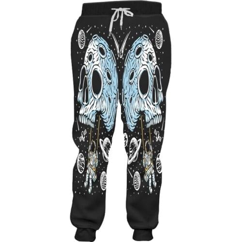 IFPD Fall 3D Sweatpants Mens Space Astronaut Skull Planet Moon 3D Printing Jogger Pants Plus Size Funny Trousers