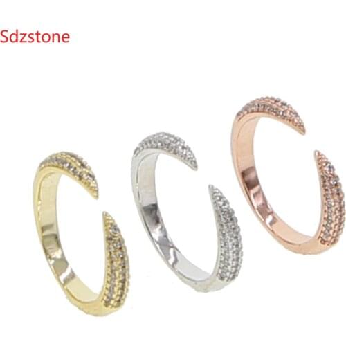 Sdzstone open Size White Cubic Zirconia Wrap Women Full Finger Adjustable Size Ring Fashion Jewelry