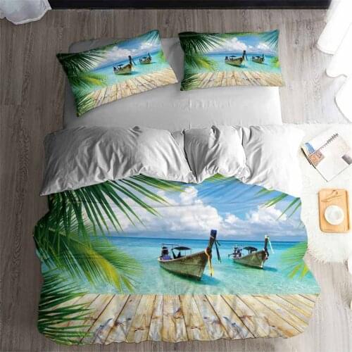 HELENGILI 3D Bedding Set Beach holiday scenery Print Duvet cover set bedclothes with pillowcase bed set home Textiles