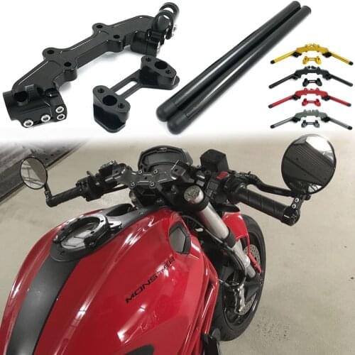 Clip On Handlebar For Ducati Monster 1200 S R 821 2014 15 16 17 2018 2019 2020 2021 Handle Bars Clip-On Riser with Adapter Plate