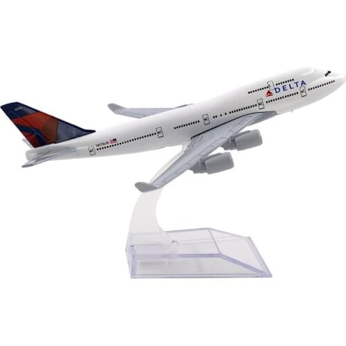 1/400 Scale Alloy Aircraft Boeing 747 Delta Airlines Airlines 16cm Plane B747 Model Toy Decoration Children Gift for Collection