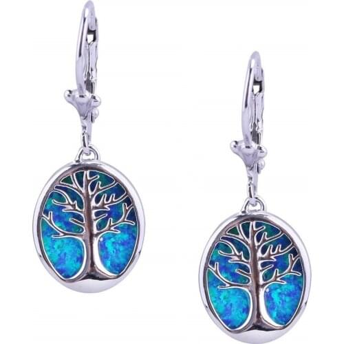 Hot Sell New Stylish Elegance Beautiful Blue Color Tree Of Life Earrings Women Wedding Engagement Party Jewelry Gifts
