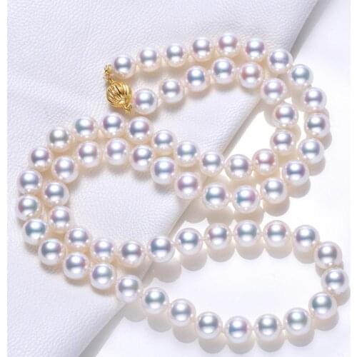 MADALENA SARARA AAA Akoya Saltwater Natural White Pearl 8-8.5mm Necklace Strand Luxury Elegant Lady Jewelry
