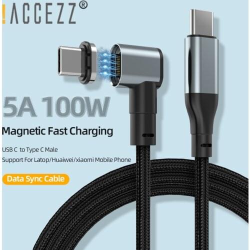 !ACCEZZ 5A 100W Magnetic Cable USB C to USB Type C Quick Charge PD 10Gbps Fast Charging Type-C Data Cord For MacBook Pro Huawei