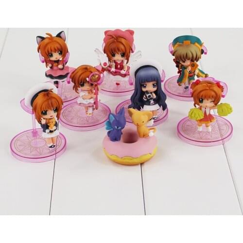 Mini 8pcs/Lot Anime Card Captor Sakura PVC Figures Toys Keychains Kinomoto Sakura Daidouji Tomoyo Li Syaoran Kero