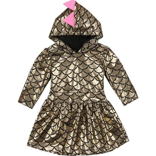 Citgeett Fashion Newborn Baby Kid Girls Dinosaur Party Princess Hooded sCALE Dresses Cosplay Outfits Costume Clothes 0-5Y