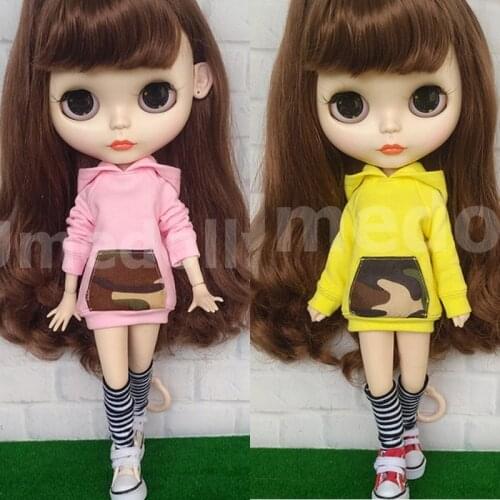 1PCS Fashion Hoodies for Blyth, Azone XS S M, Licca, Blyth, Barbies, OB24, obitsu 27 Doll Clothes Accessories Girl Toy