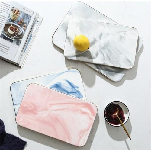 Phnom Penh Marble Ceramic Dessert Cake Plate Porcelain Sushi Plate Kitchen Dinnerware Chopping Board Bread Tray Party Decoration