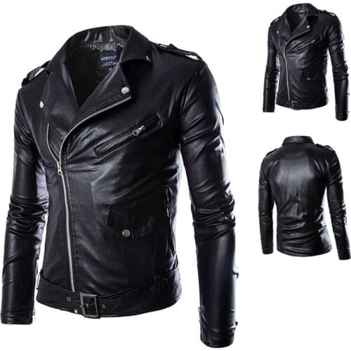 2020 Brand Autumn Spring Casual Zipper Leather Jacket Motorcycle Leather Jacket Slim Mens Jackets And Coats Black White
