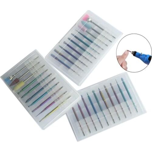 30Pcs Diamond Burr Nail Drill Bits Rainbow Coating Carbide Cuticle Milling Cutter Electric Grinder for Manicure Pedicure Set