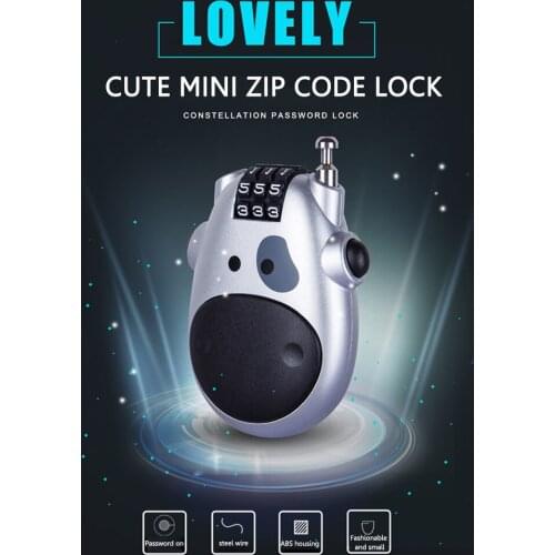 Cartoon Cow Anti Theft Portable Bicycle Helmet Password Lock Bike Padlock Suitcase Telescopic Wire Rope Steel Cable Rope Locks