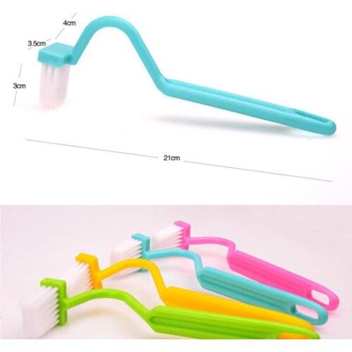 Portable Toilet Brush Scrubber V-type Cleaner Clean Brush Bent Bowl Handle Plastic Handle Corner Toilet Cleaning