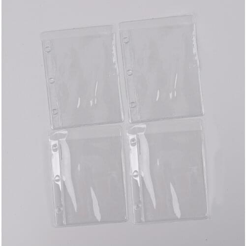 4 Pcs/Set Transparent PVC Storage Card Holder For Mini A9 Binder Rings Notebook 3 Holes Zipper Bag Pouch Diary Planner Accessory