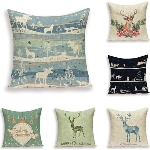 Christmas Cushion Cover Decorative Pillows Covers For Cushions Custom CuteReindeer Throw Pillow Covers Pillow CaseDecorative
