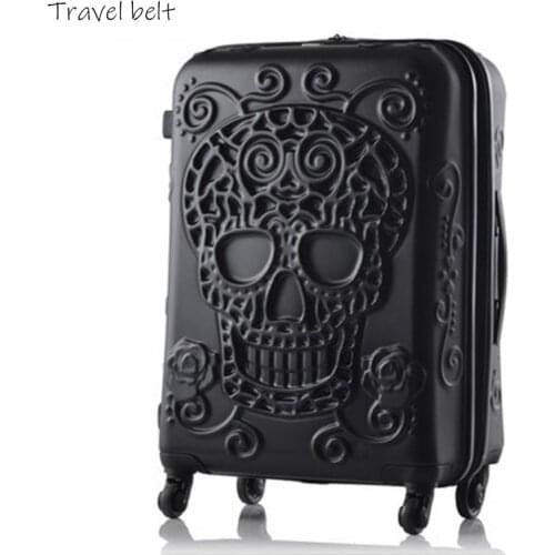3D skull High quality fashion 19/24/28 inch size Extra large volume PC Rolling Luggage Spinner brand Travel Suitcase