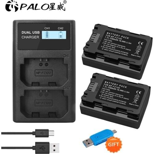 PALO NPFZ100 NP-FZ100 np fz100 2280mAh 7.2V +LCD Fast Smart Charger For Sony NP-FZ100 BC-QZ1 sony a9 a7R III a7 III ILCE-9 A6600