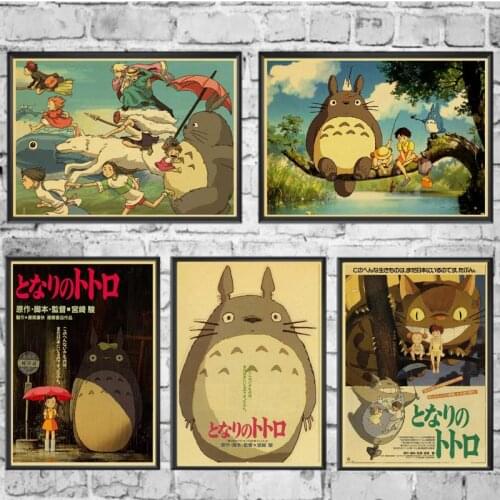 Vintage Poster Miyazaki Hayao Anime My Neighbor Totoro Kraft Paper Retro Posters Wall Art Painting Kidsroom Decor Sticker