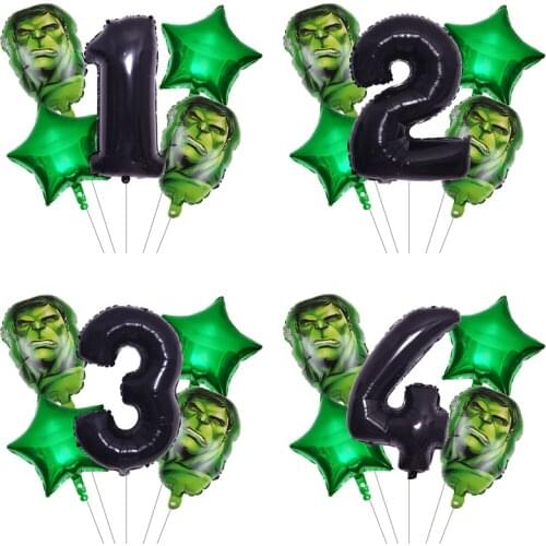 5Pcs/Lot Avengers Hulk Iron Man Foil Balloons Superhero Inflatable Head Balloon Birthday Party Decoration Children Toys Globos