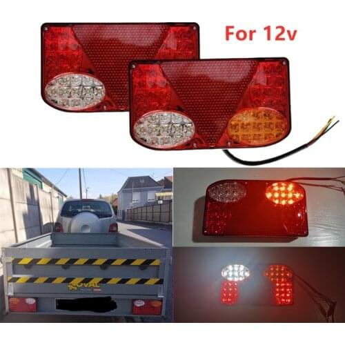 1pair 12V LED Car Truck Tail Light Taillight Rear Brake Light Signal lights Indicator for Van Lorry Trailer Caravan Tractor