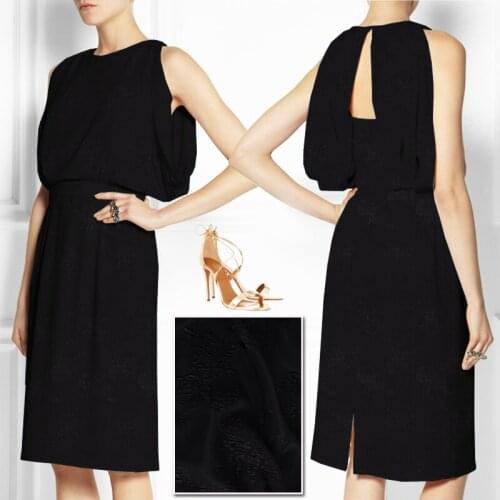 135CM 20MM Rose Jacquard Stretch Solid Color Black Silk Crepe Fabric for Summer Dress Skirt Shirt Pants JH217