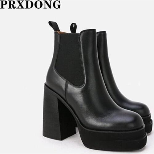 Brand Women Boots 2021 New Autumn Winter Warm Shoes Woman Chunky High Heels Platform Black Riding Ankle Boots Shoes Size 34-40