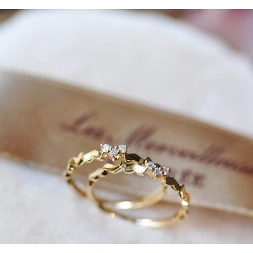 Vintage Fashion Small Wedding Ring Cute Female Crystal White Stone Ring Real 925 Sterling Silver Gold Engagement Rings For Women