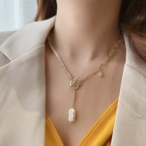 MOGAKU New Zircon Luxury Choker Necklaces for Women Fashion Baroque Imitation Pearls OT Buckle Necklaces Statement Jewelry Gifts