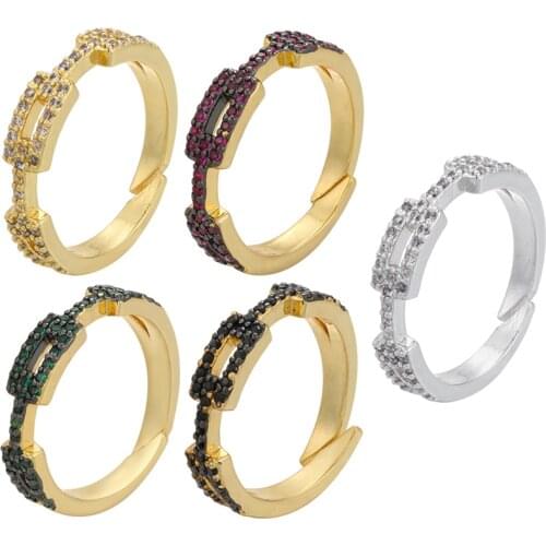 ZHUKOU Gold silver Color Chain Shape rings for women Vintage Gothic Chunky Unisex Open Ring Antique Jewelry wholesale VJ109
