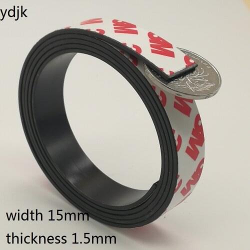 1 Meter Rubber Magnet 15*1.5 mm self Adhesive Flexible Magnetic Strip Rubber Magnet Tape width 15mm thickness 1.5mm 15x1.5