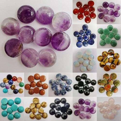 16MM Lapis Aventurine Tigereye Opal Crystal Sandstone Mixed Stone Round CAB Cabochon Jewelry For Woman Gift Bead (10 pcs/lot)