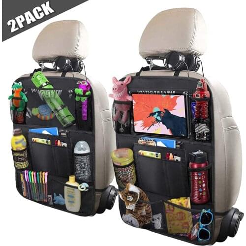 2pcs Car Back Seat Organizer with Touch Screen Tablet Holder Backseat Protector Storage Pockets for Kids Toddler Travel