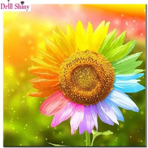 5D Diy diamond painting Cross stitch Colorful Sunflower Needlework full square drill mosaic Diamond Embroidery Flower home decor