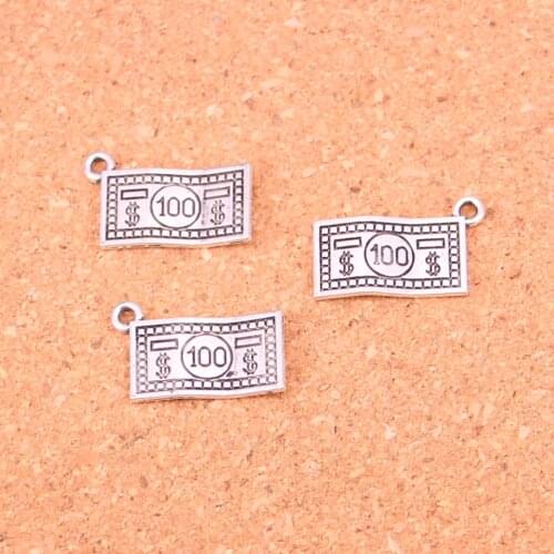 80Pcs 100 dollars money Charms Pendant For DIY Necklace Bracelet Jewelry Making DIY Handmade 10*19mm